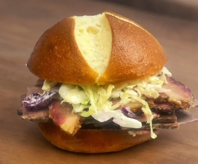 brisket-sandwich (1) Mixed grilled meat lamb ribs chicken potato side view